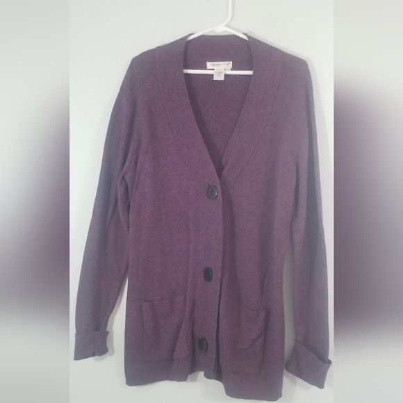 Coldwater Creek V-Neck Button Up Cardigan Sweater. Size Medium. 100% Cotton. - Picture 1 of 7